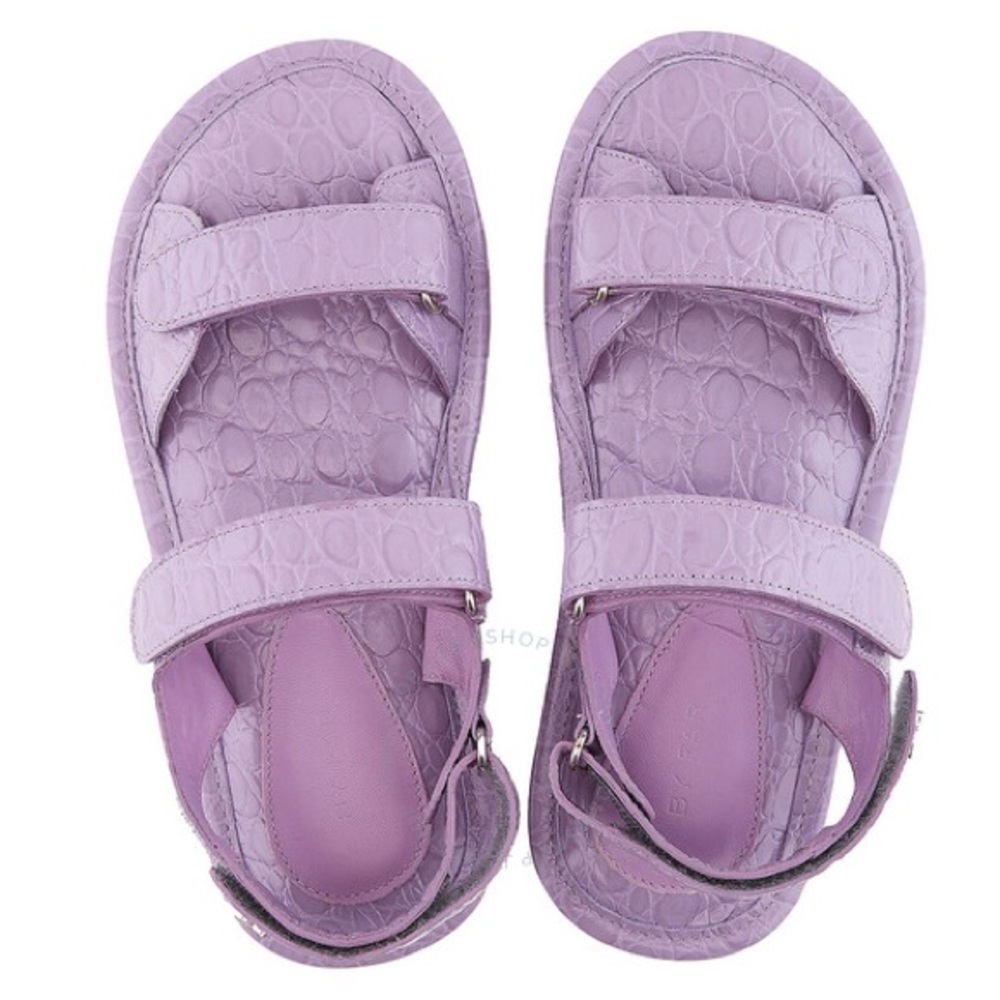 BY FAR Ladies Purple Haze Croco Embossed Gideon Sandals